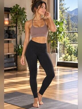 YALA Bamboo Viscose Stretch Leggings Women's Medium Black 95% Bamboo Soft